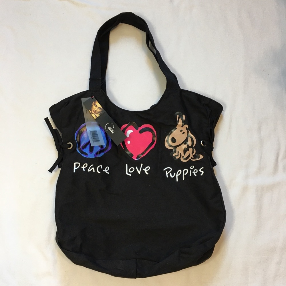 NWT Candice Los Angles Peace Love Puppies Tote Bag